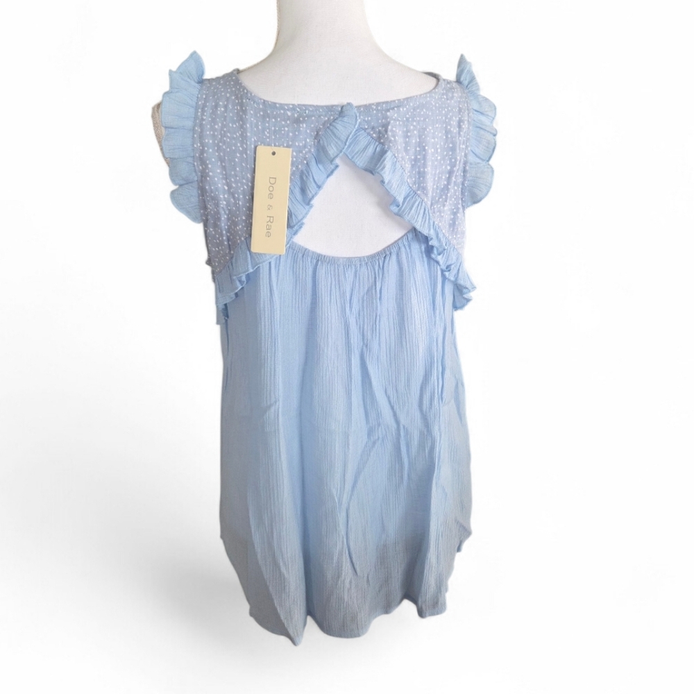 DOE and RAE Light Blue Sleeveless Women's Top - Picture 2 of 6